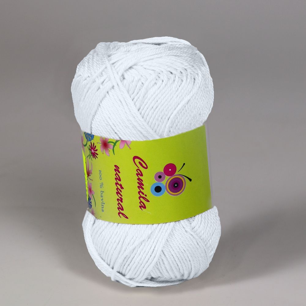 Pletací / háčkovací příze Storex CAMILA NATURAL 02 bílá, jednobarevná, 50g/125m