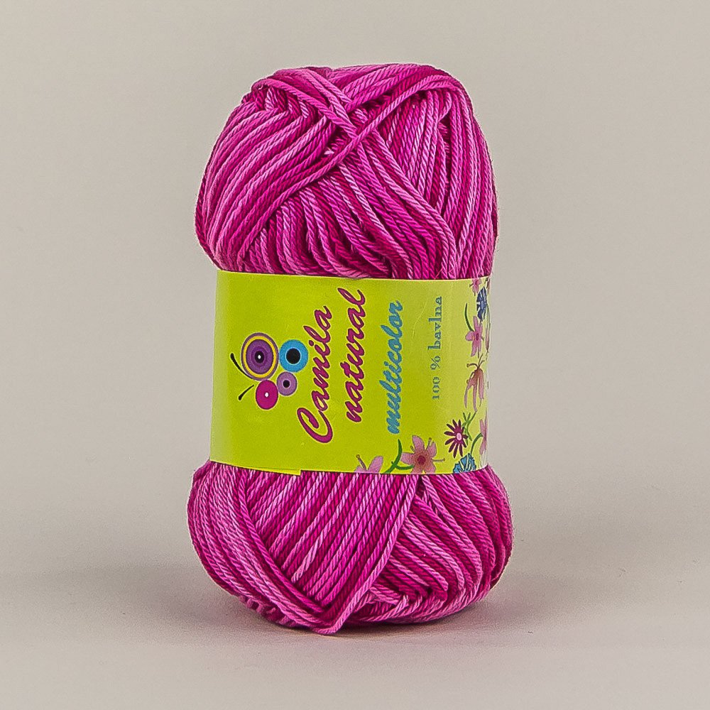 Pletací / háčkovací příze Storex CAMILA NATURAL MULTICOLOR 9009 tmavě růžová, melírovaná, 50g/125m