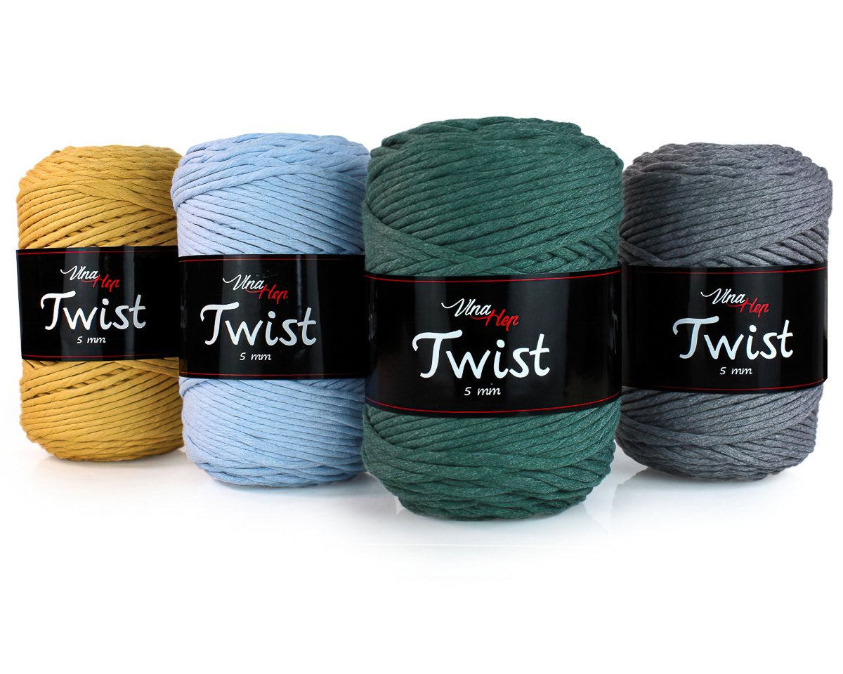 Pletací příze Vlna-Hep TWIST 5mm 8001 černá, jednobarevná, 500g/150m