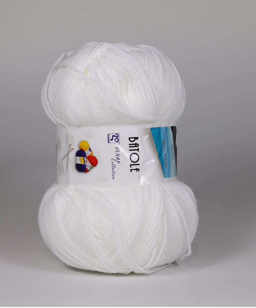 Pletací příze Vlnap BATOLE 57076 bílá, klasická, 100g/416m