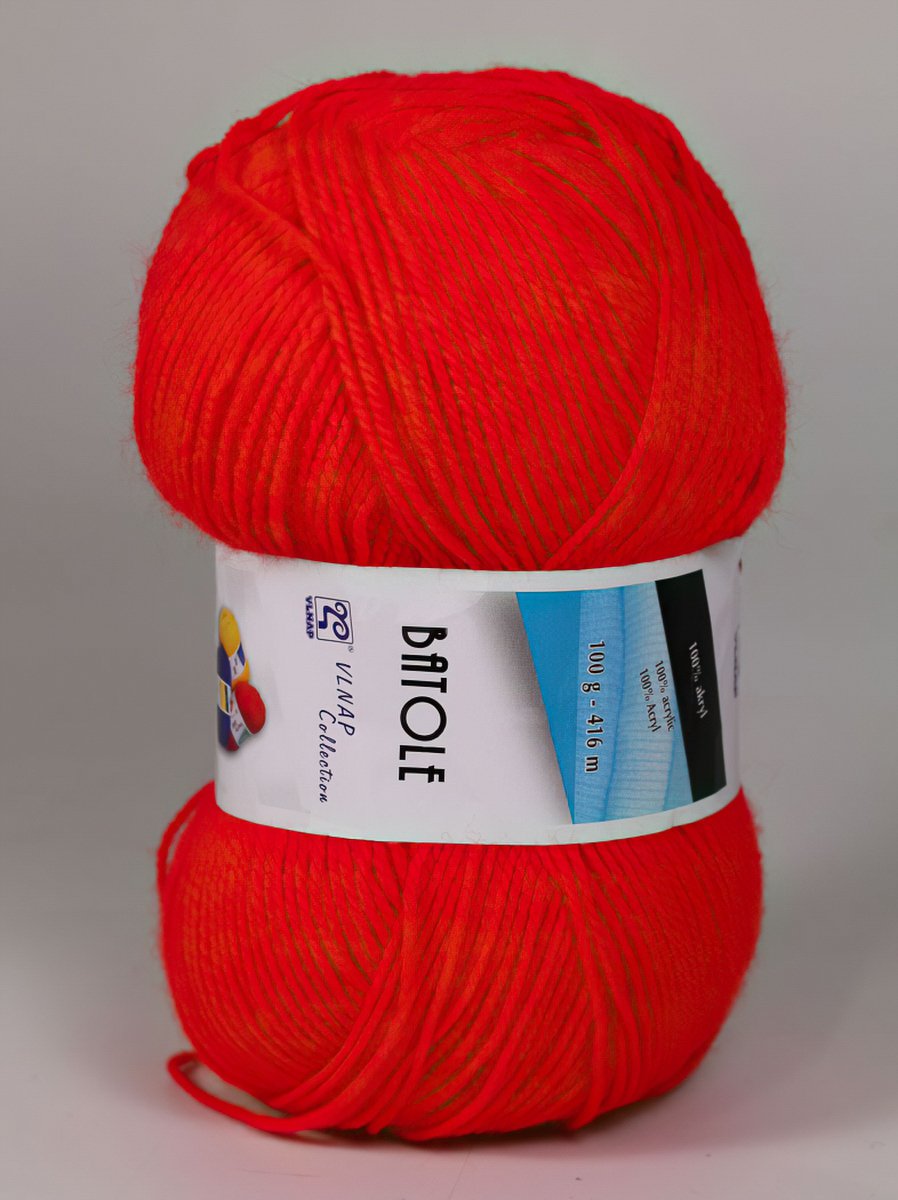 Pletací příze Vlnap BATOLE 52840 červená, klasická, 100g/416m