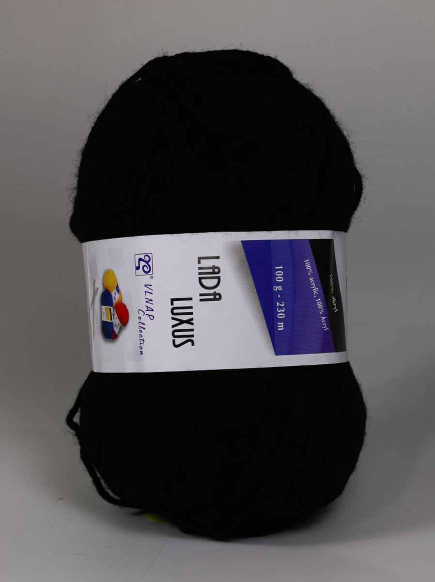 Pletací příze Vlnap LADA LUXUS 59005 černá, klasická, 100g/230m