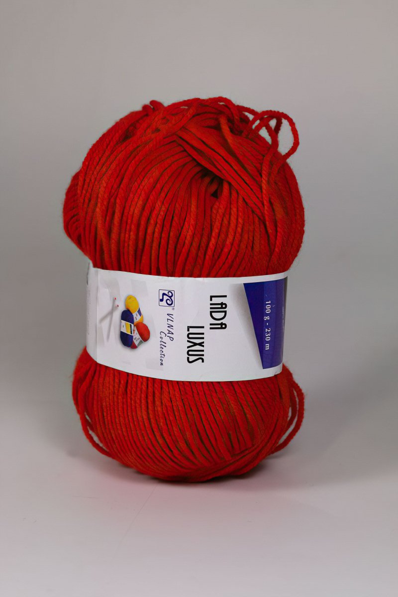 Pletací příze Vlnap LADA LUXUS 52180 červená, klasická, 100g/230m
