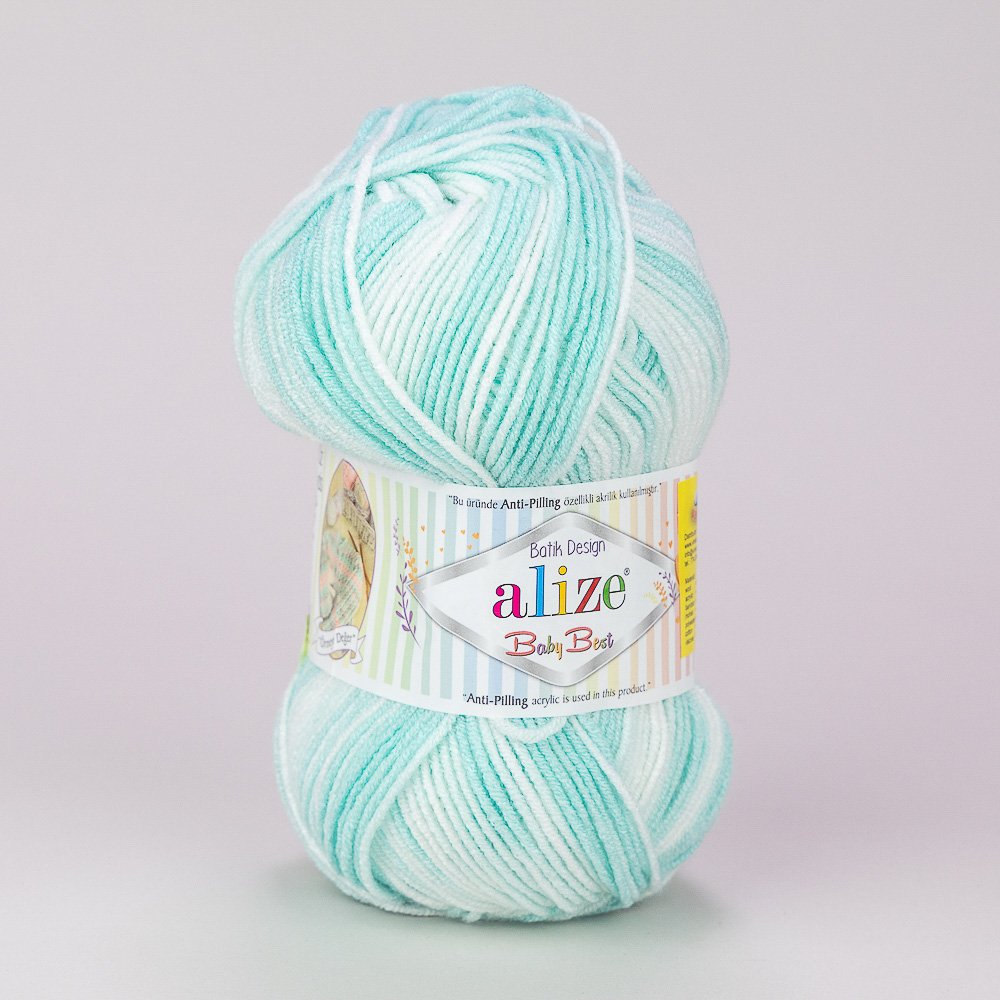 Pletací příze Alize BABY BEST BATIK 6659 tyrkysová, melírovaná, antipillingová, 100g/240m
