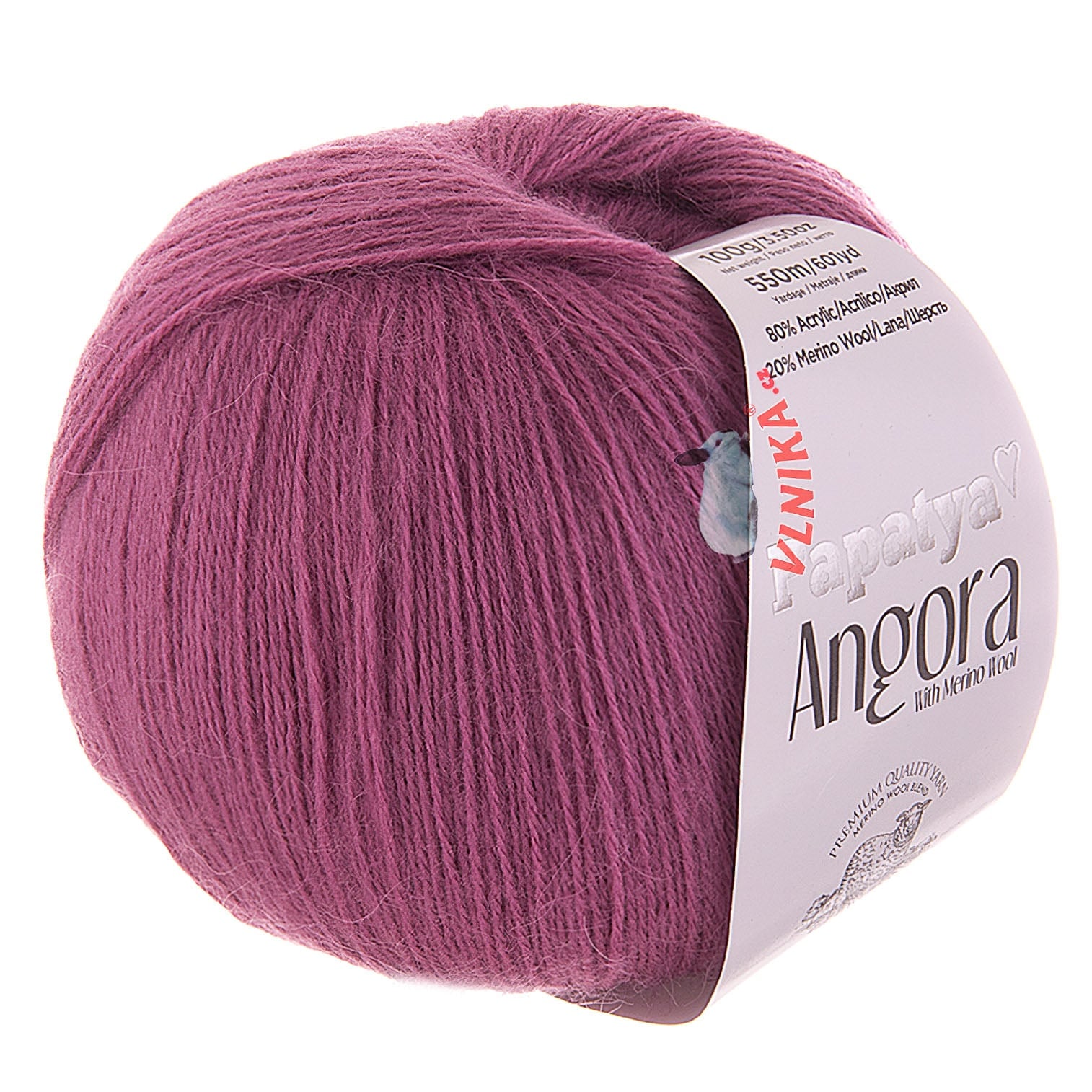 Vlnika Pletací příze PAPATYA ANGORA MERINO 3570 starorůžová, jednobarevná, s vlasem, 100g/550m