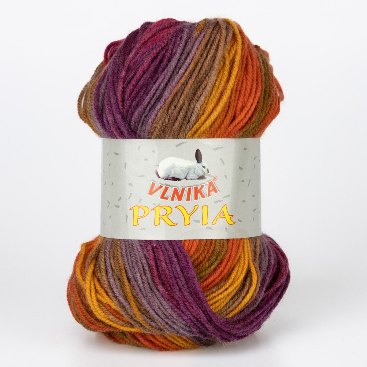 Levně Pletací příze Vlnika PRYIA 106 oranžovo-fialová, melírovaná, 100g/245m