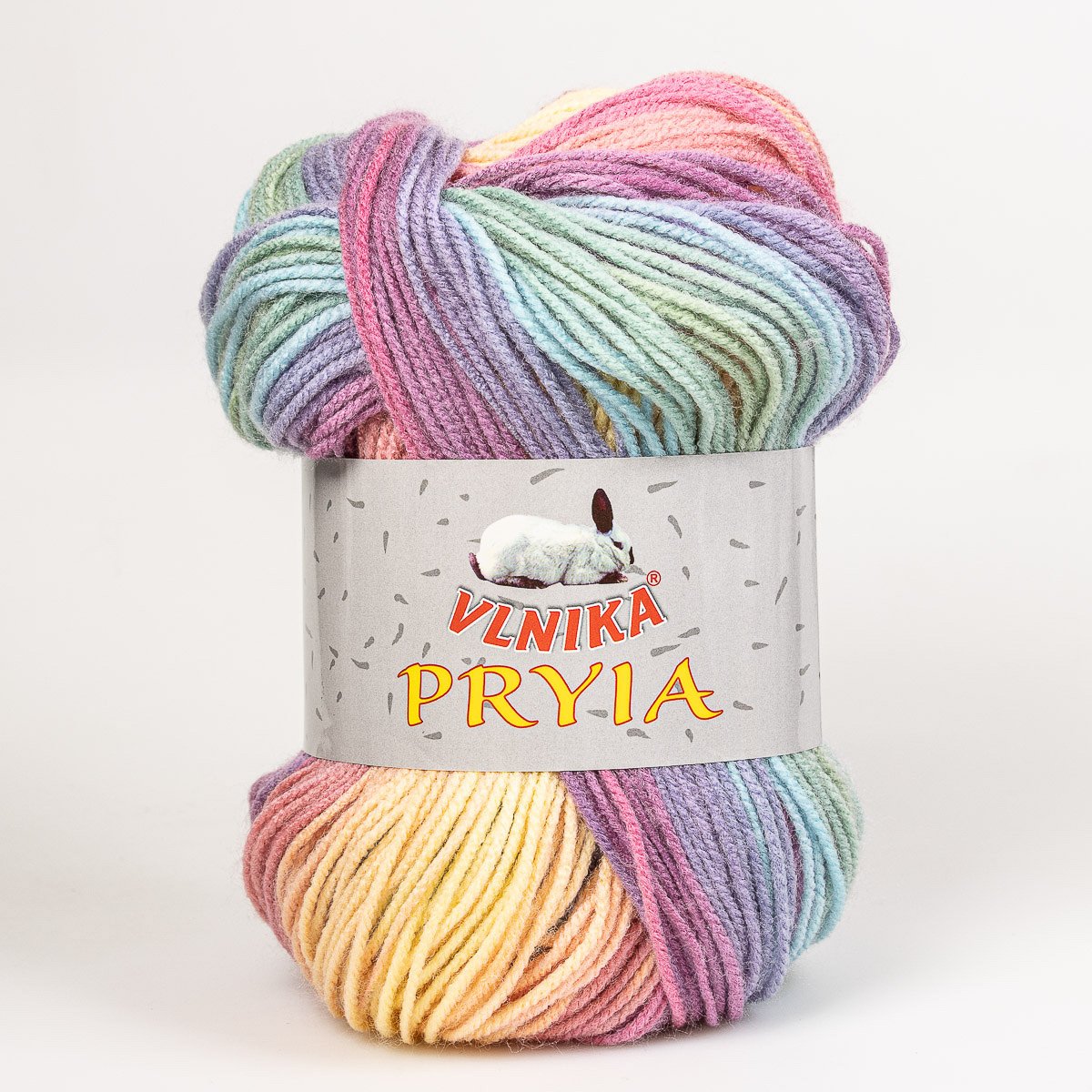 Levně Pletací příze Vlnika PRYIA 108 fialovo-růžovo-lososová, melírovaná, 100g/245m