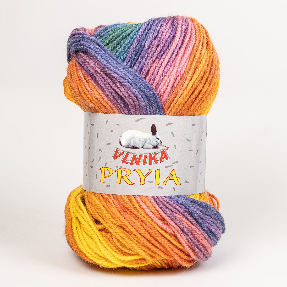 Pletací příze Vlnika  PRYIA 112 oranžovo-zeleno-fialová, melírovaná, 100g/245m