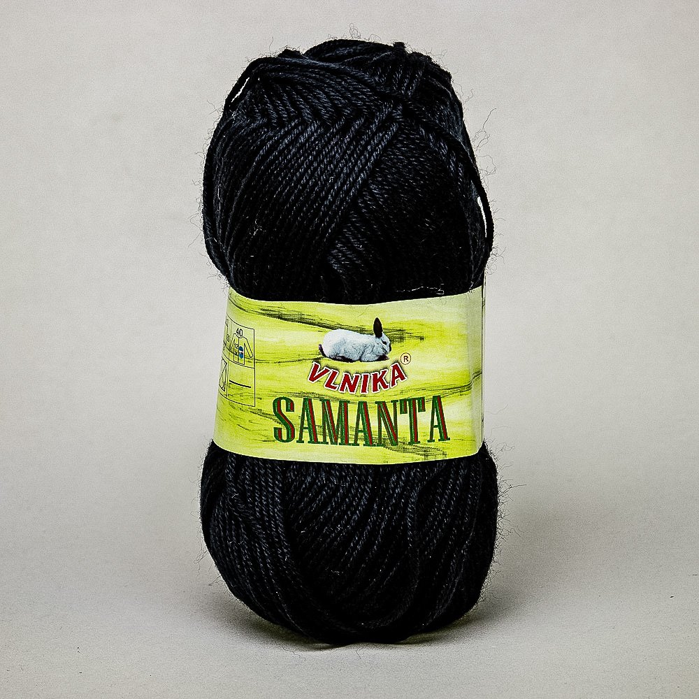 Pletací příze Vlnika SAMANTA 20 černá, klasická, 50g/145m