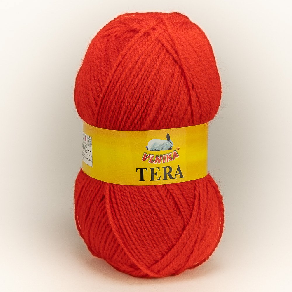 Pletací příze Vlnika TERA 034 červená, klasická, 100g/310m