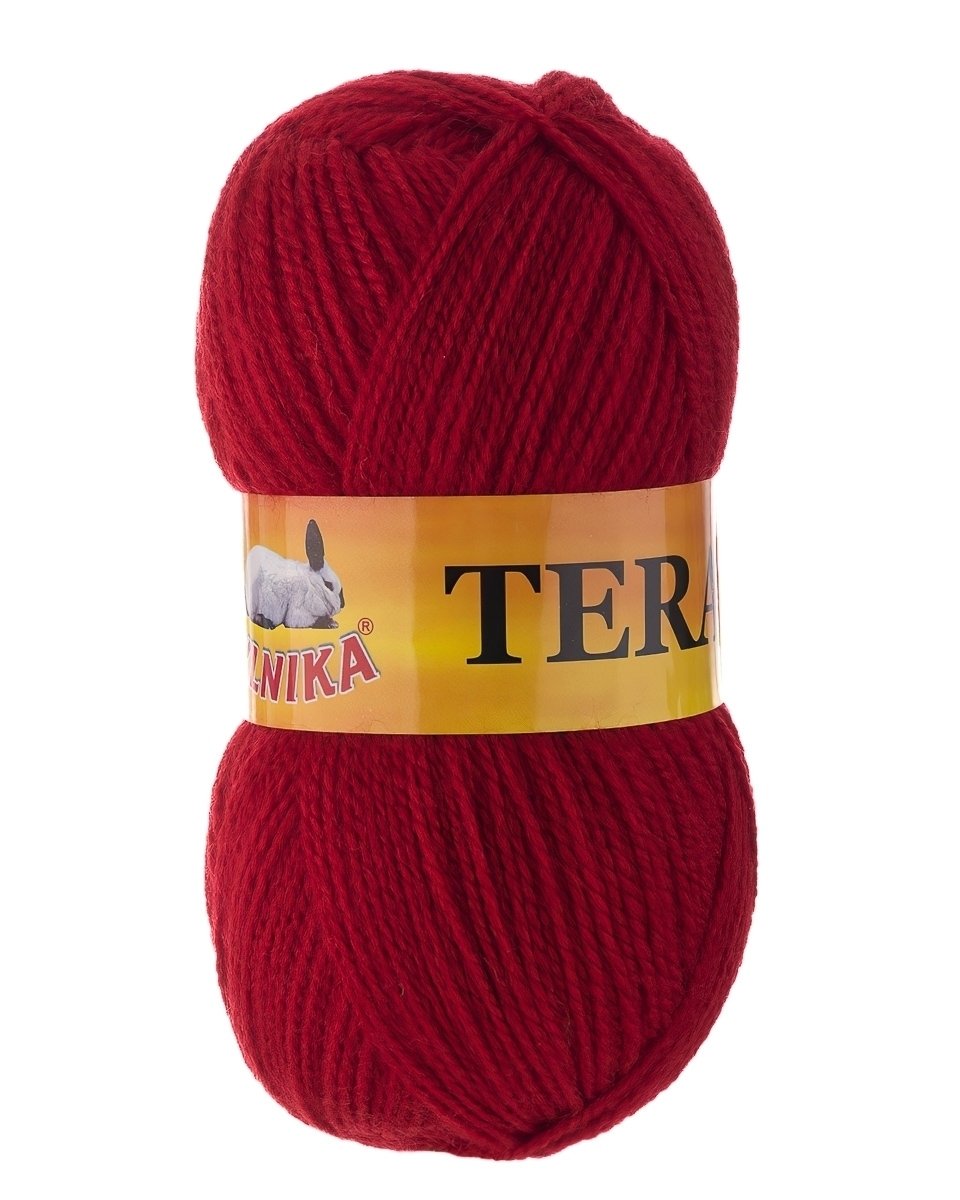 Pletací příze Vlnika TERA 333 sytě červená, klasická, 100g/310m