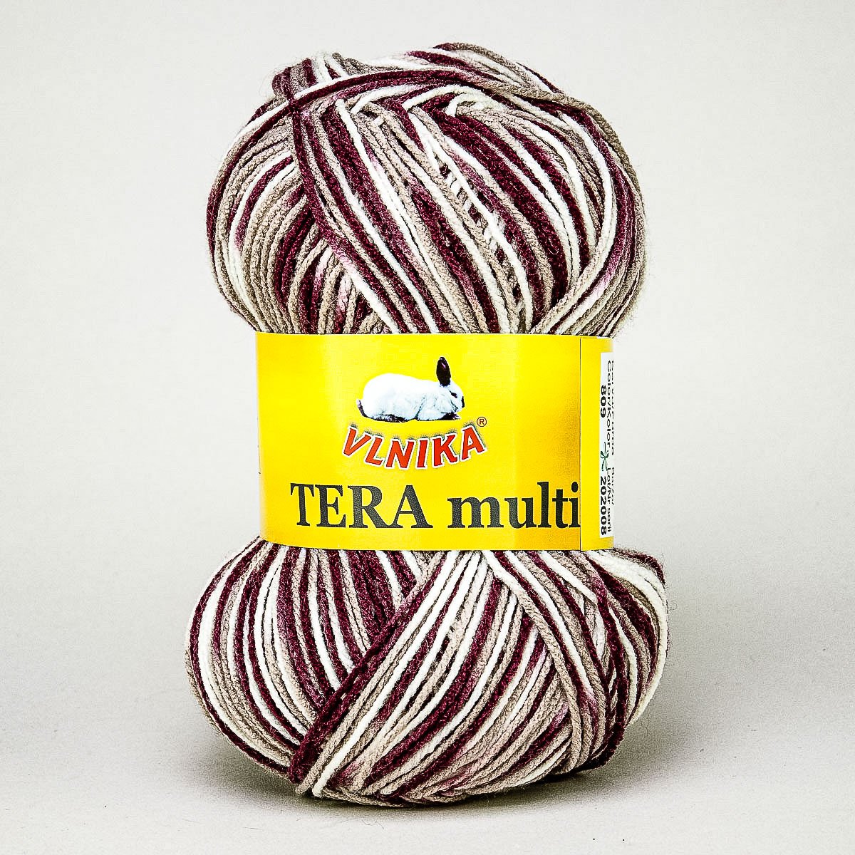 Pletací příze Vlnika TERA MULTI 809 vínovo-béžová, melírovaná, 100g/300m