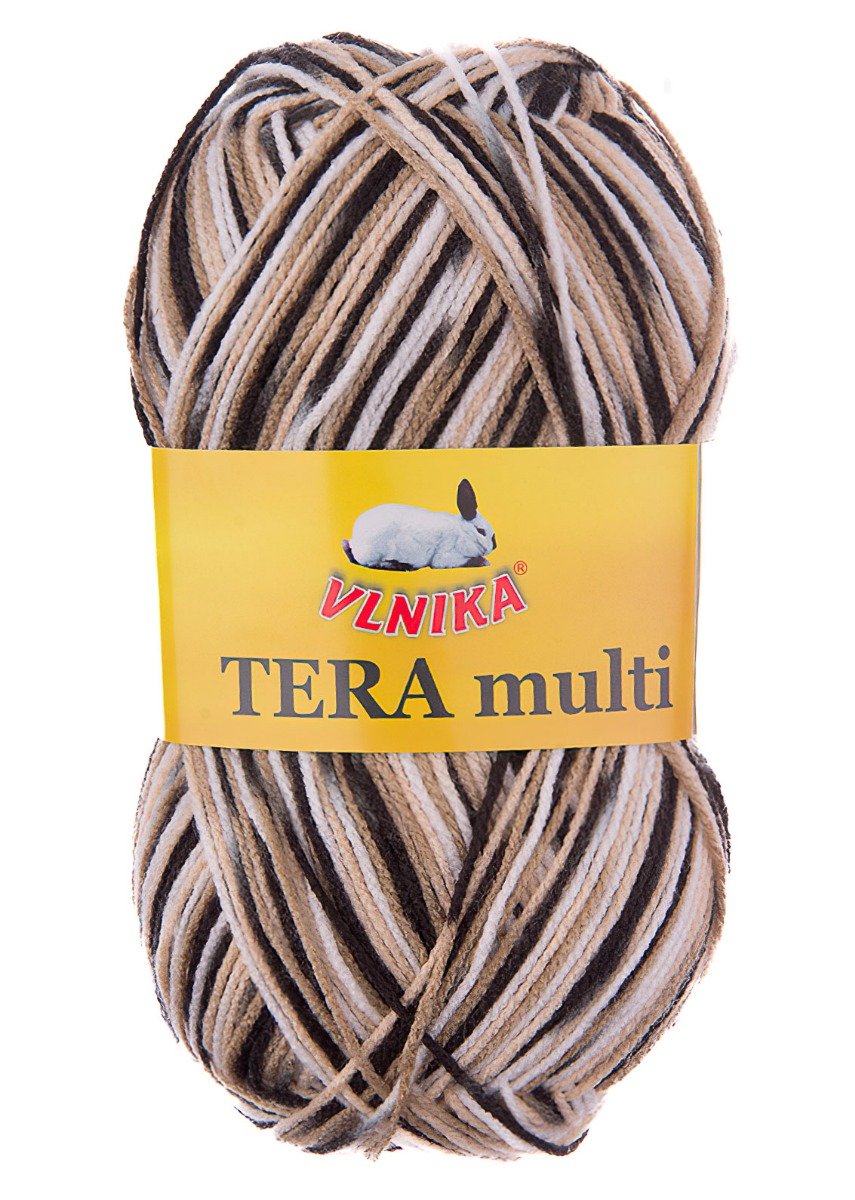 Pletací příze Vlnika TERA MULTI 814 hněd-béžová, melírovaná, 100g/300m