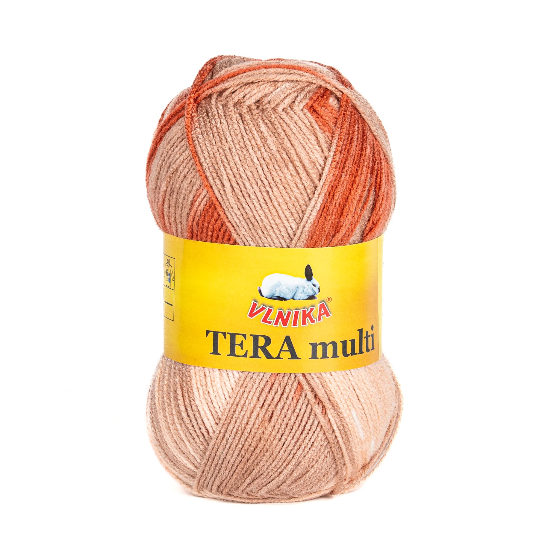 Pletací příze Vlnika TERA MULTI 823 terra-lososová, melírovaná, 100g/300m