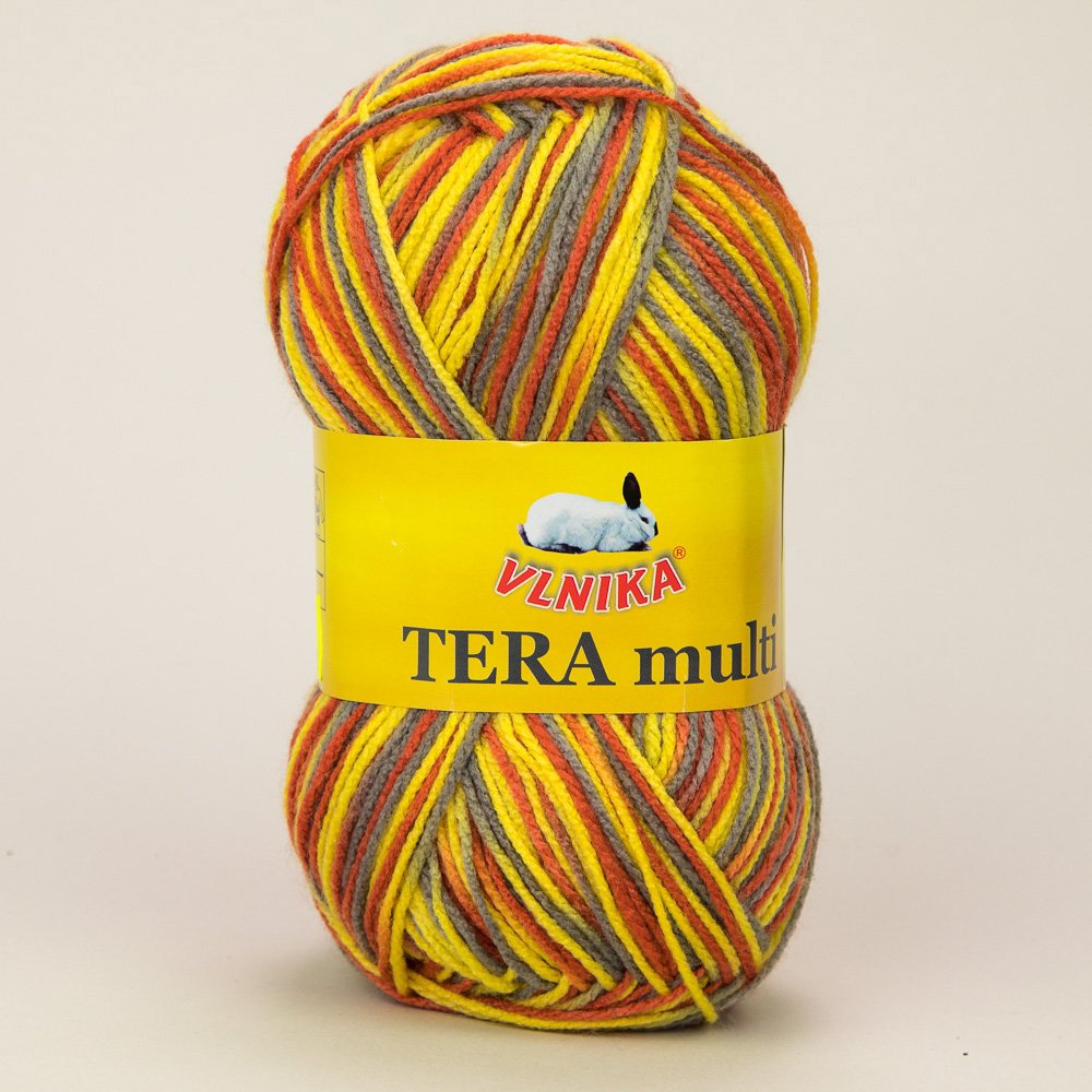 Pletací příze Vlnika TERA MULTI 824 žluto-šedá, melírovaná, 100g/300m