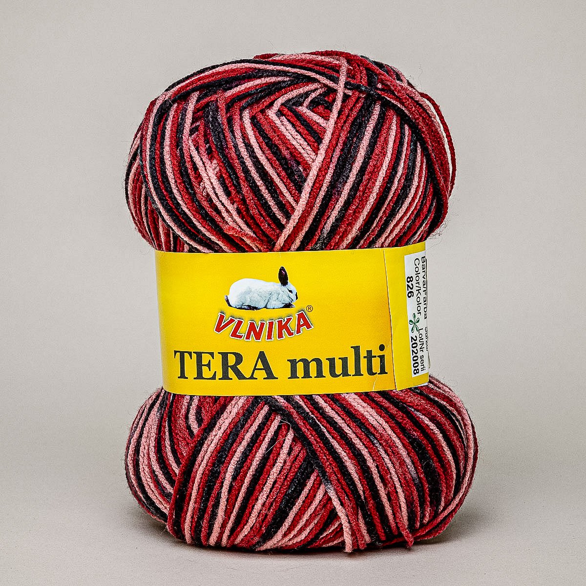 Pletací příze Vlnika TERA MULTI 826 vínovo-růžovo-černá, melírovaná, 100g/300m