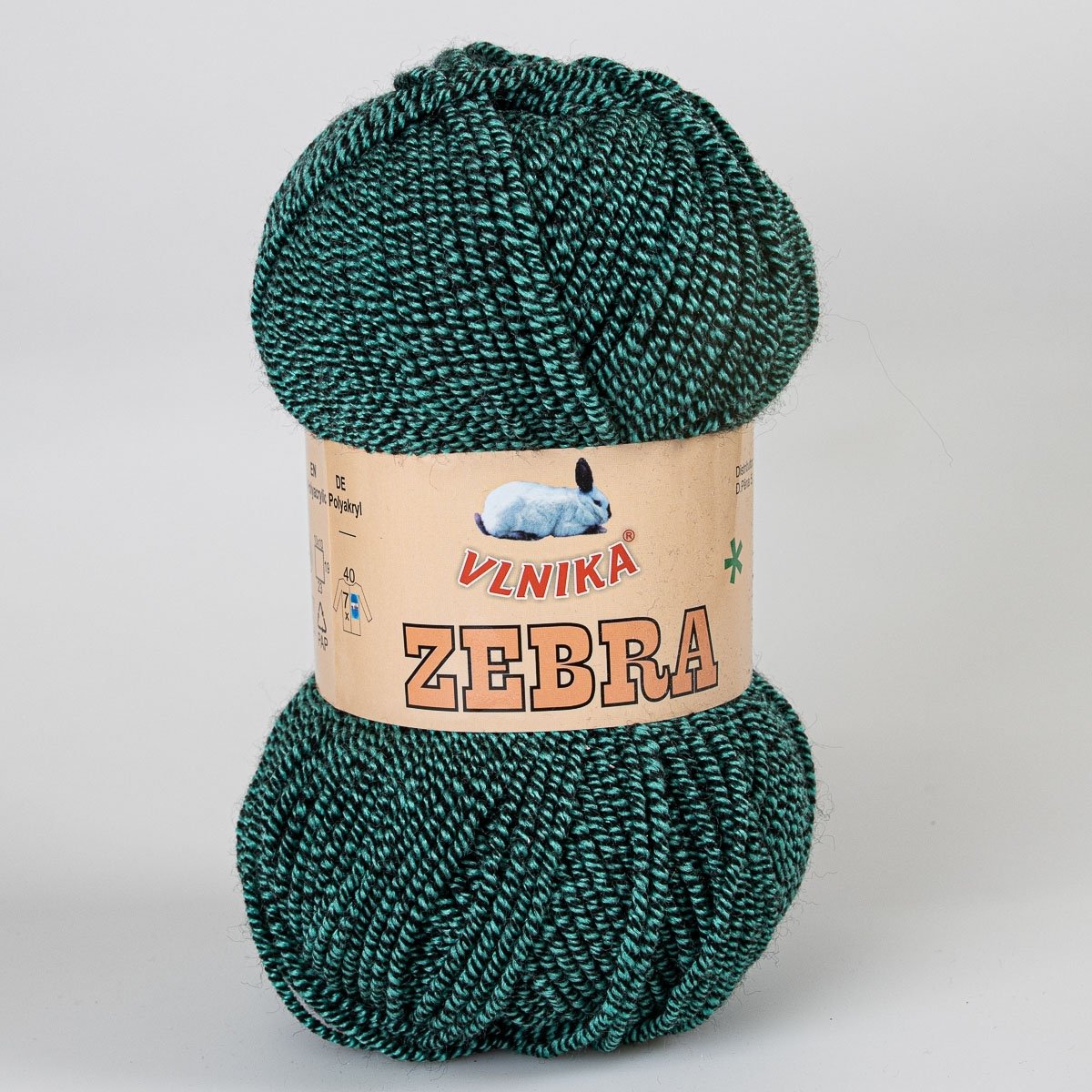 Pletací příze Vlnika ZEBRA 422 tmavá zelená, melírovaná, 100g/195m