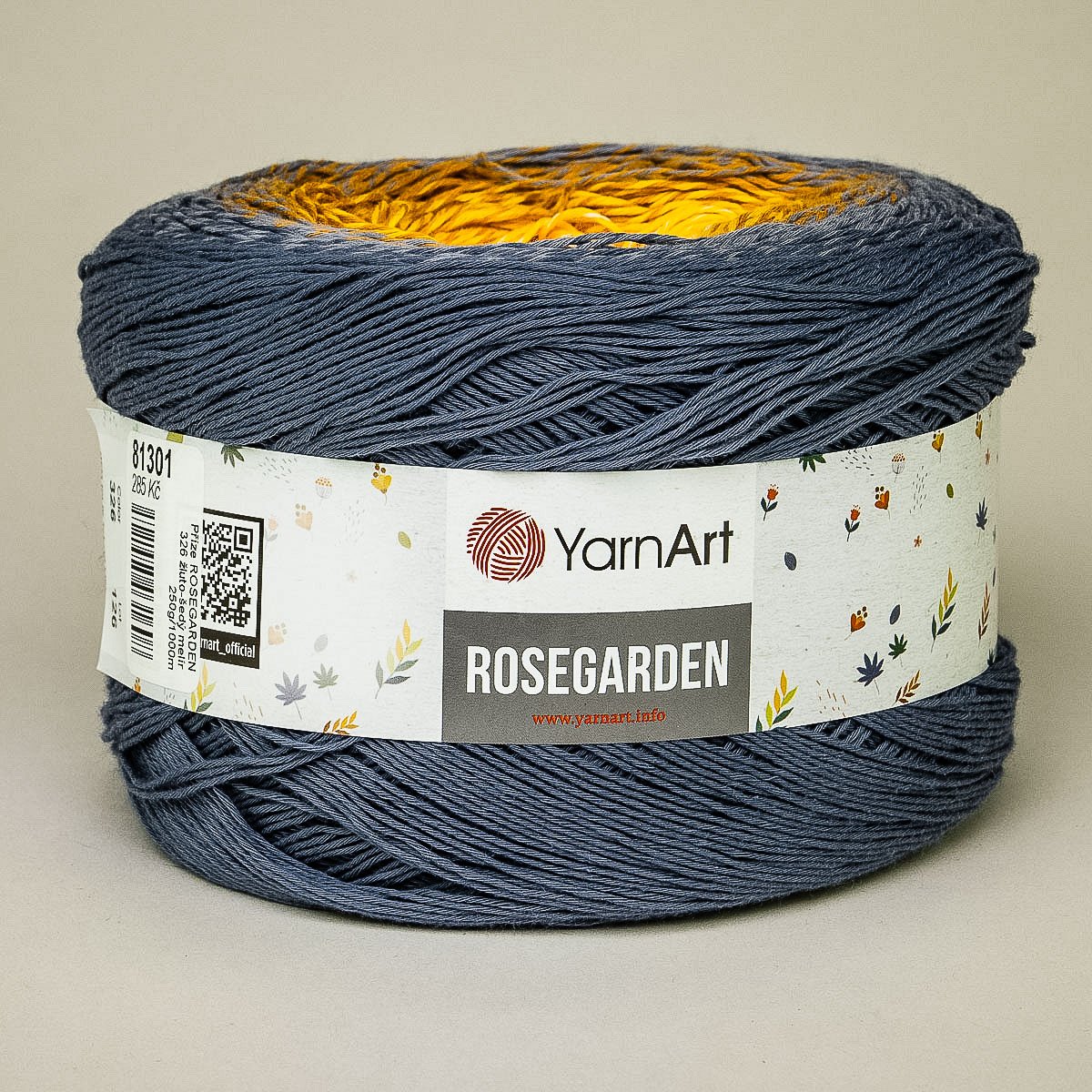 Pletací příze YarnArt ROSEGARDEN 326 žluto-šedá, melírovaná (duhová), efektní, 250g/1000m