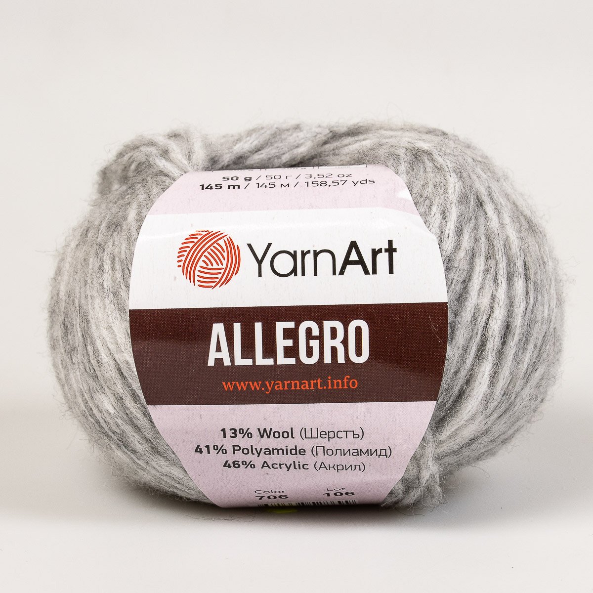 Pletací příze YarnArt ALLEGRO 706 šedá, melírovaná, 50g/145m