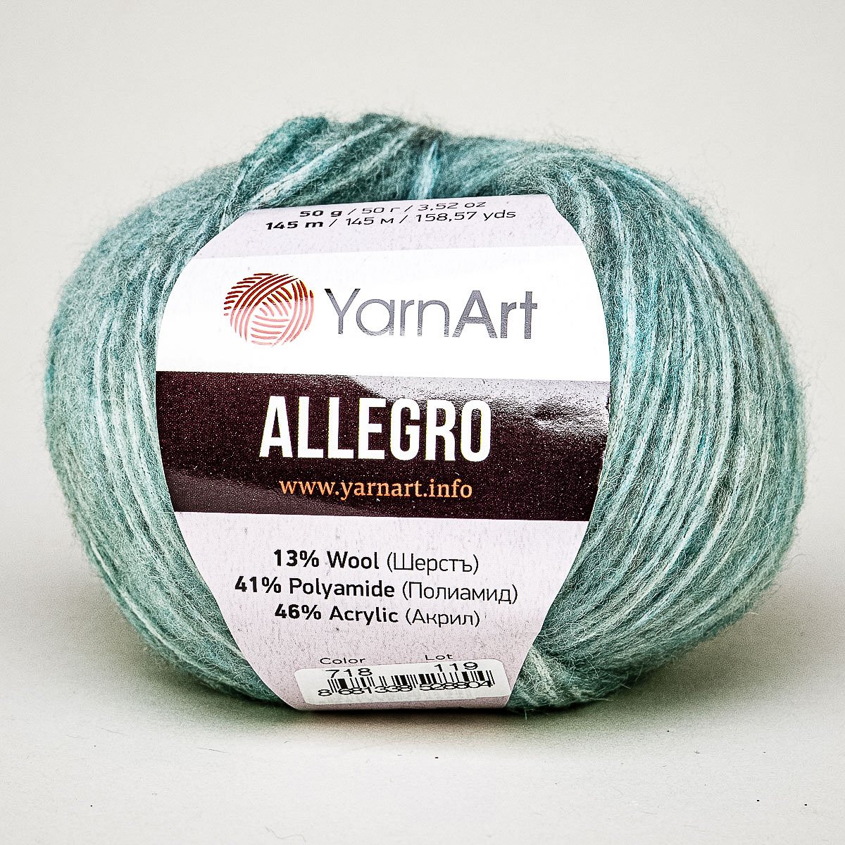 Pletací příze YarnArt ALLEGRO 718 zelená, melírovaná, 50g/145m