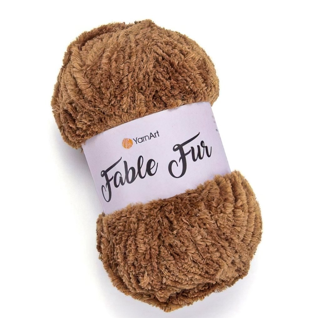 Pletací příze YarnArt FABLE FUR 970 hnědá, efektní, 100g/100m
