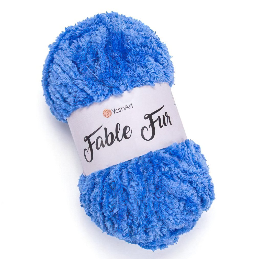 Levně Pletací příze YarnArt FABLE FUR 974 modrá, efektní, 100g/100m