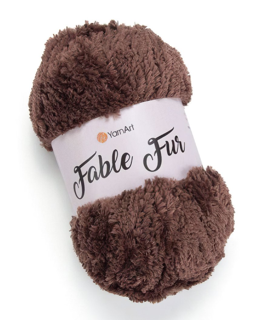 Pletací příze YarnArt FABLE FUR 986 tmavě hnědá, efektní, 100g/100m