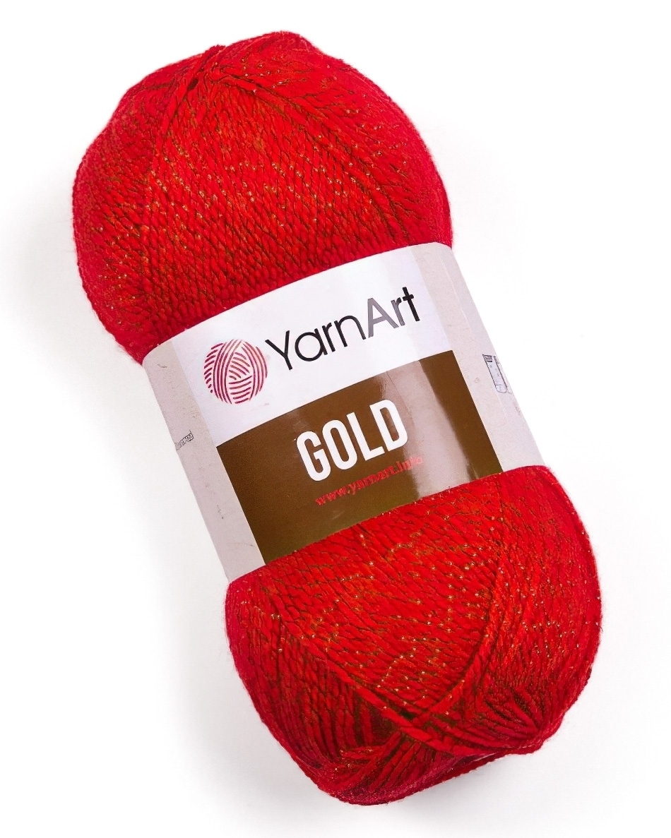 Pletací příze YarnArt GOLD 9352-A červená, efektní, 100g/400m