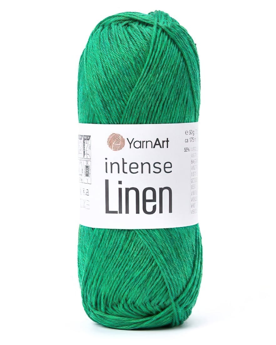 Pletací příze YarnArt INTENSE LINEN 4127 zelená, letní, 50g/175m