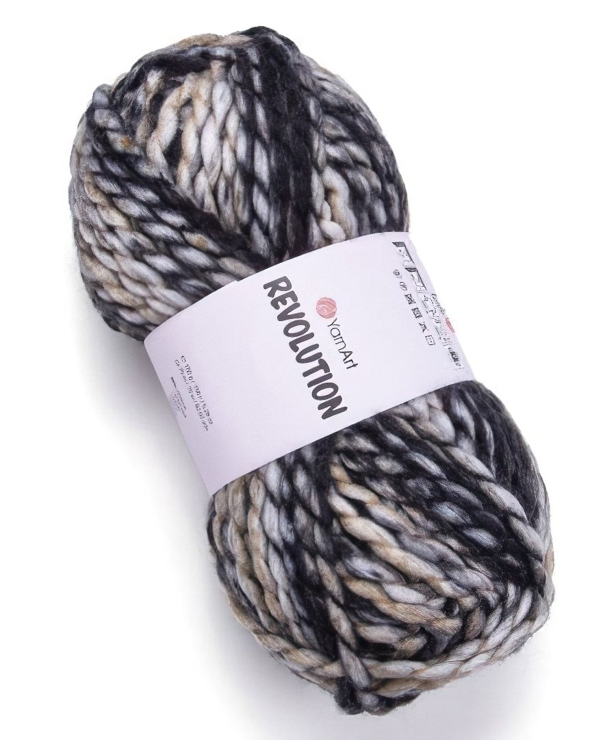 YarnArt pletací příze REVOLUTION 1600 šedo-hnědá, efektní, 150g/75m