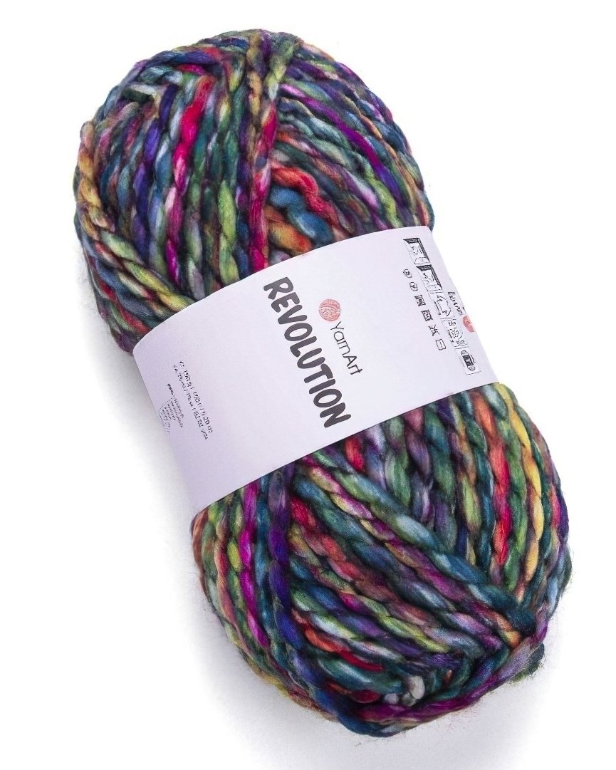 YarnArt pletací příze REVOLUTION 1604 červeno-modro-zelená, efektní, 150g/75m