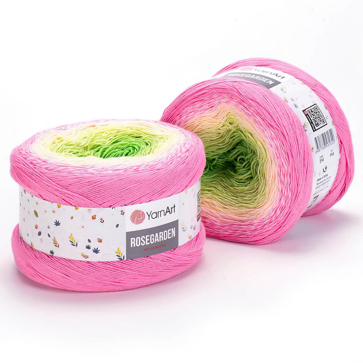 Pletací příze YarnArt ROSEGARDEN 314 zeleno-žluto-růžová, melírovaná (duhová), efektní, 250g/1000m