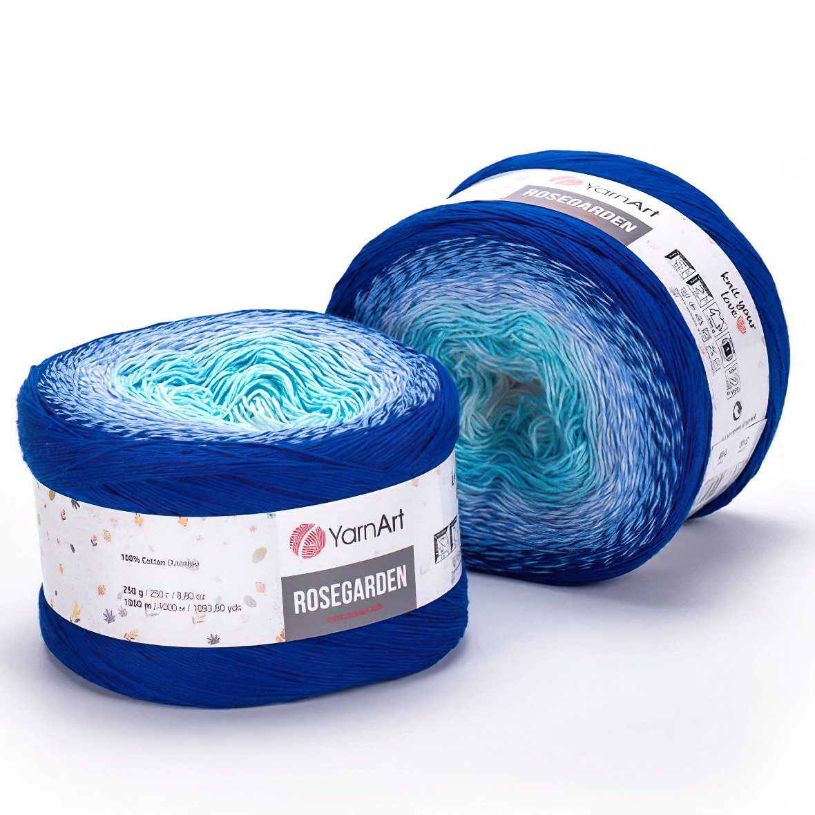 Pletací příze YarnArt ROSEGARDEN 318 modrá, melírovaná (duhová), efektní, 250g/1000m