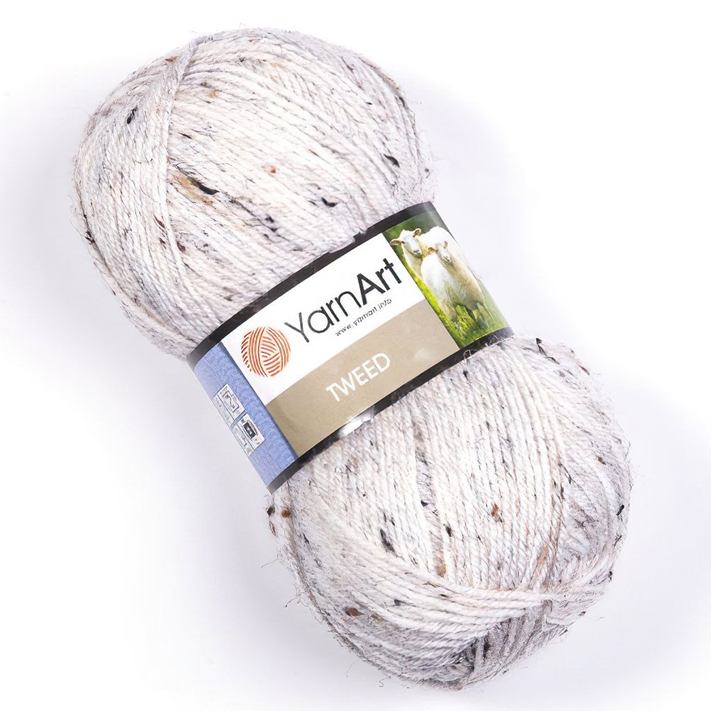 YarnArt pletací příze TWEED 220 přírodní bílá s barevnými nopky, 100g/300m