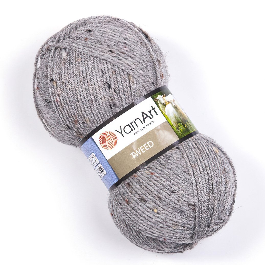 YarnArt pletací příze TWEED 226 středně šedá s barevnými nopky, 100g/300m