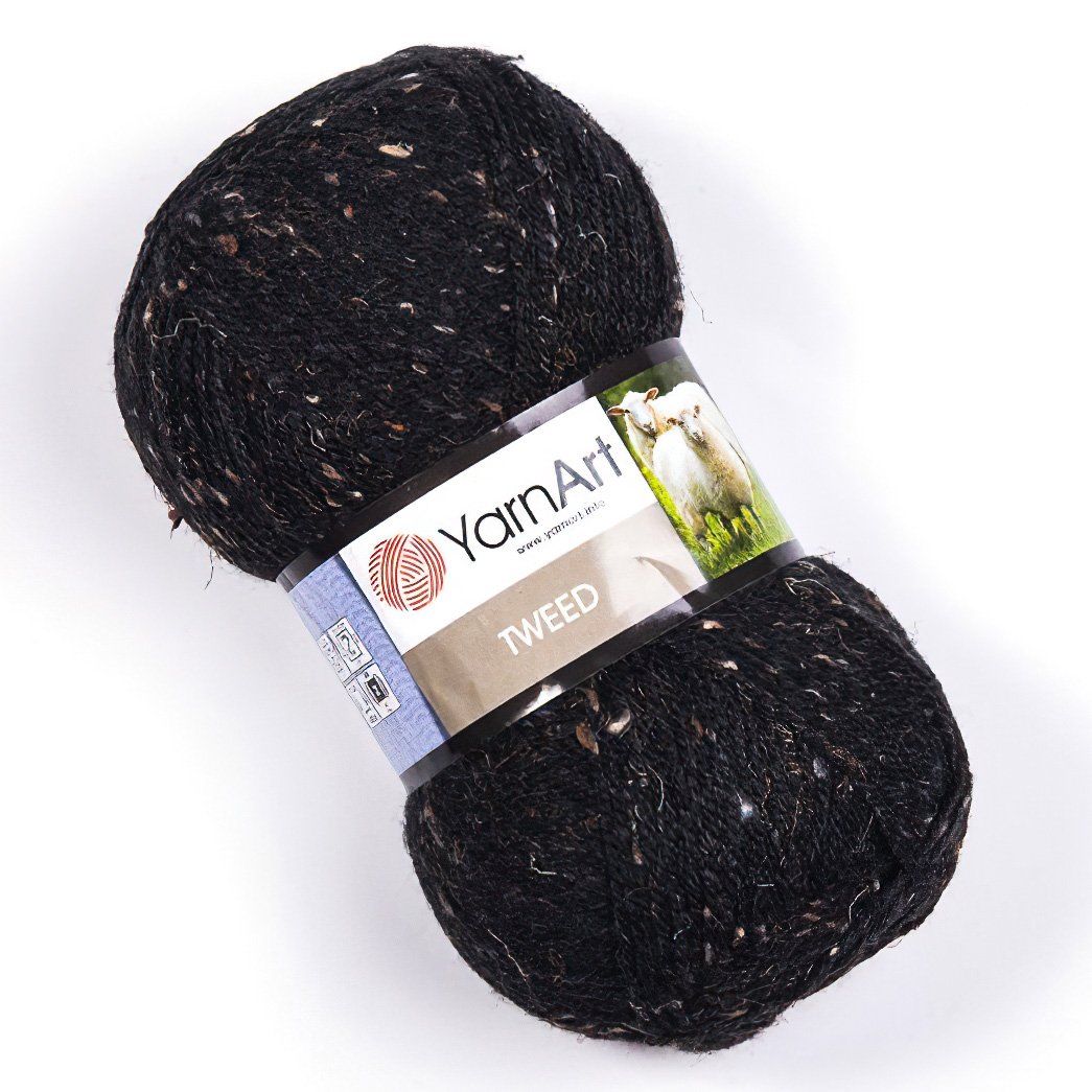 YarnArt pletací příze TWEED 228 černá s barevnými nopky, 100g/300m