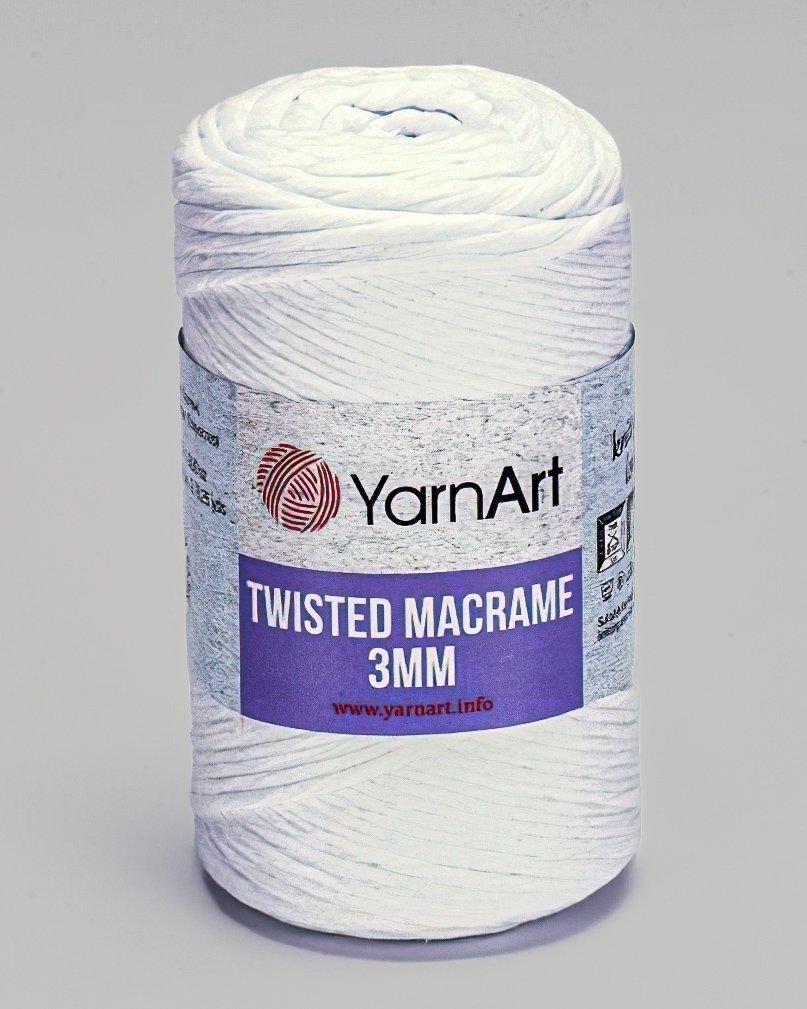 Pletací příze YarnArt TWISTED MACRAME 3mm 751 bílá, jednobarevná, 250g/195m