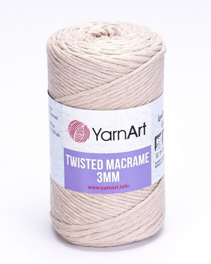 Pletací příze YarnArt TWISTED MACRAME 3mm 753 béžová, jednobarevná, 250g/195m