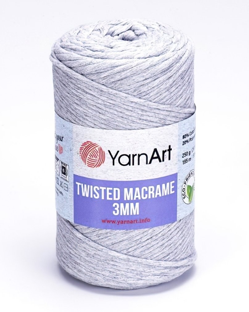 Pletací příze YarnArt TWISTED MACRAME 3mm 756 světle šedá, jednobarevná, 250g/195m