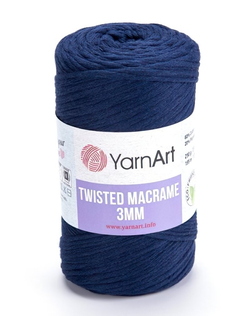 Pletací příze YarnArt TWISTED MACRAME 3mm 784 tmavě modrá, jednobarevná, 250g/195m