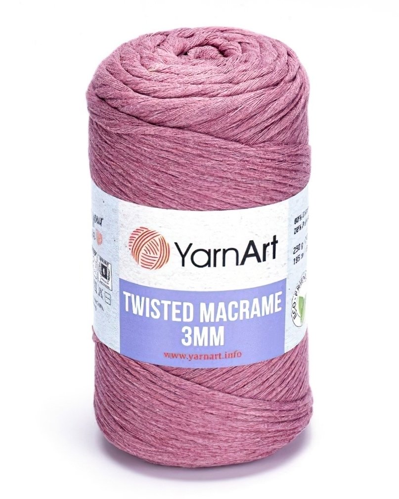 Pletací příze YarnArt TWISTED MACRAME 3mm 792 růžová, jednobarevná, 250g/195m