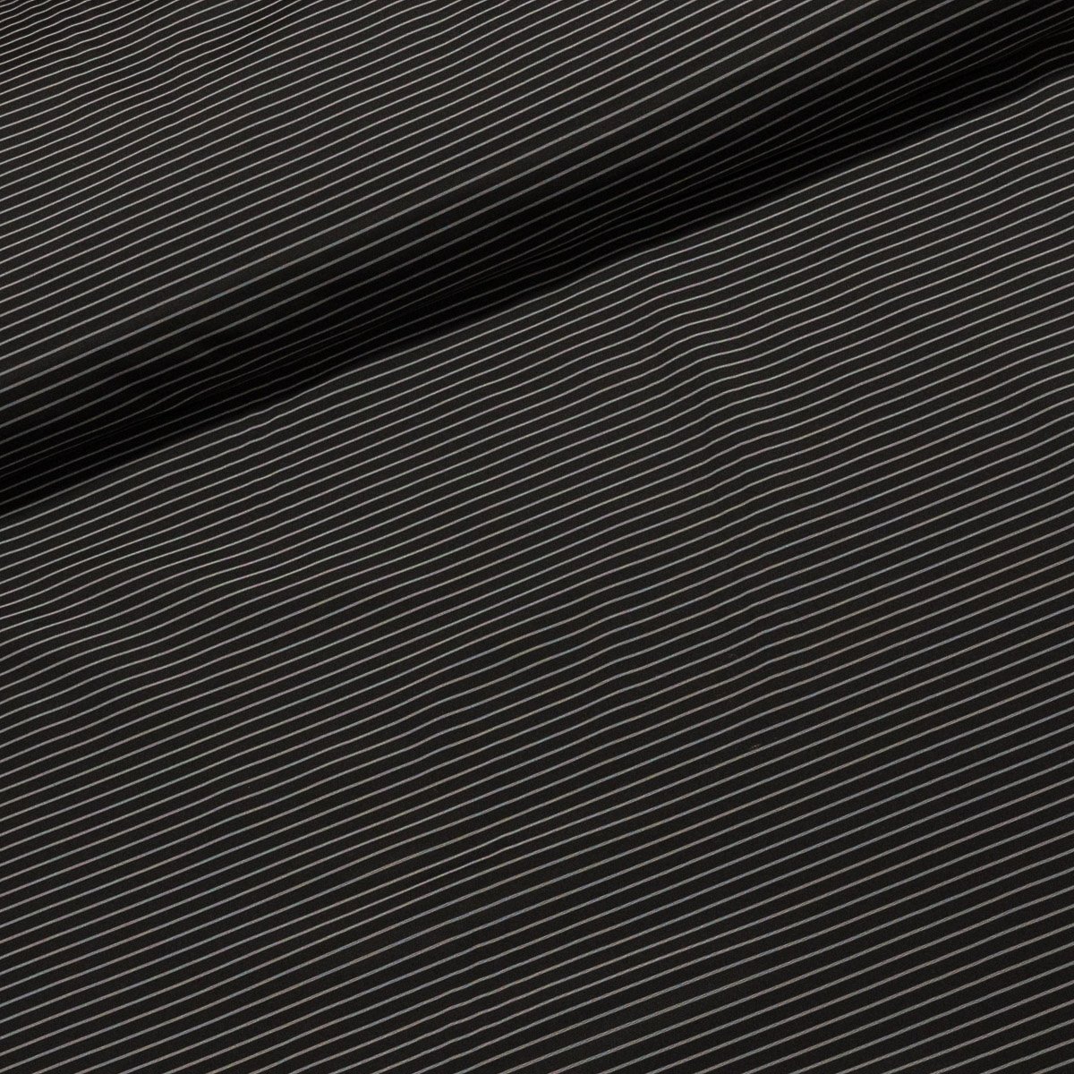 Podšívka polyesterová, černý a šedý proužek, š.140cm (látka v metráži)