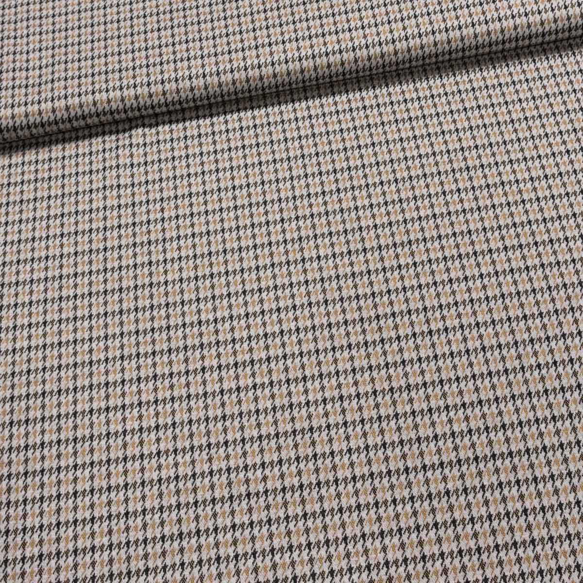 Polyesterový úplet 5771/01 kohoutí stopa, černo-tmavě žlutá, š.150cm (látka v metráži)