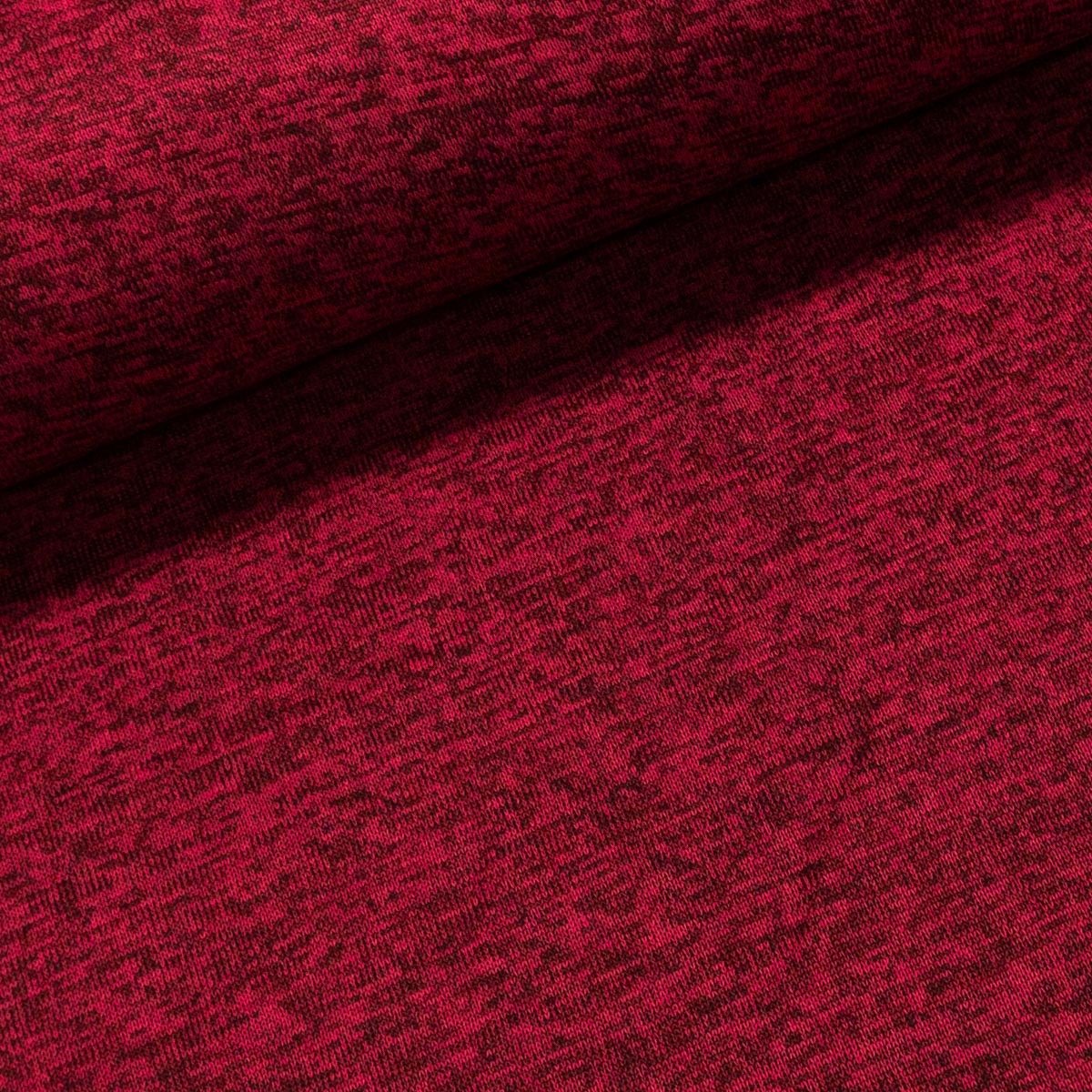 Polyesterový úplet 71350245 (svetrovina) zateplená, červený melír, š.150cm (látka v metráži)
