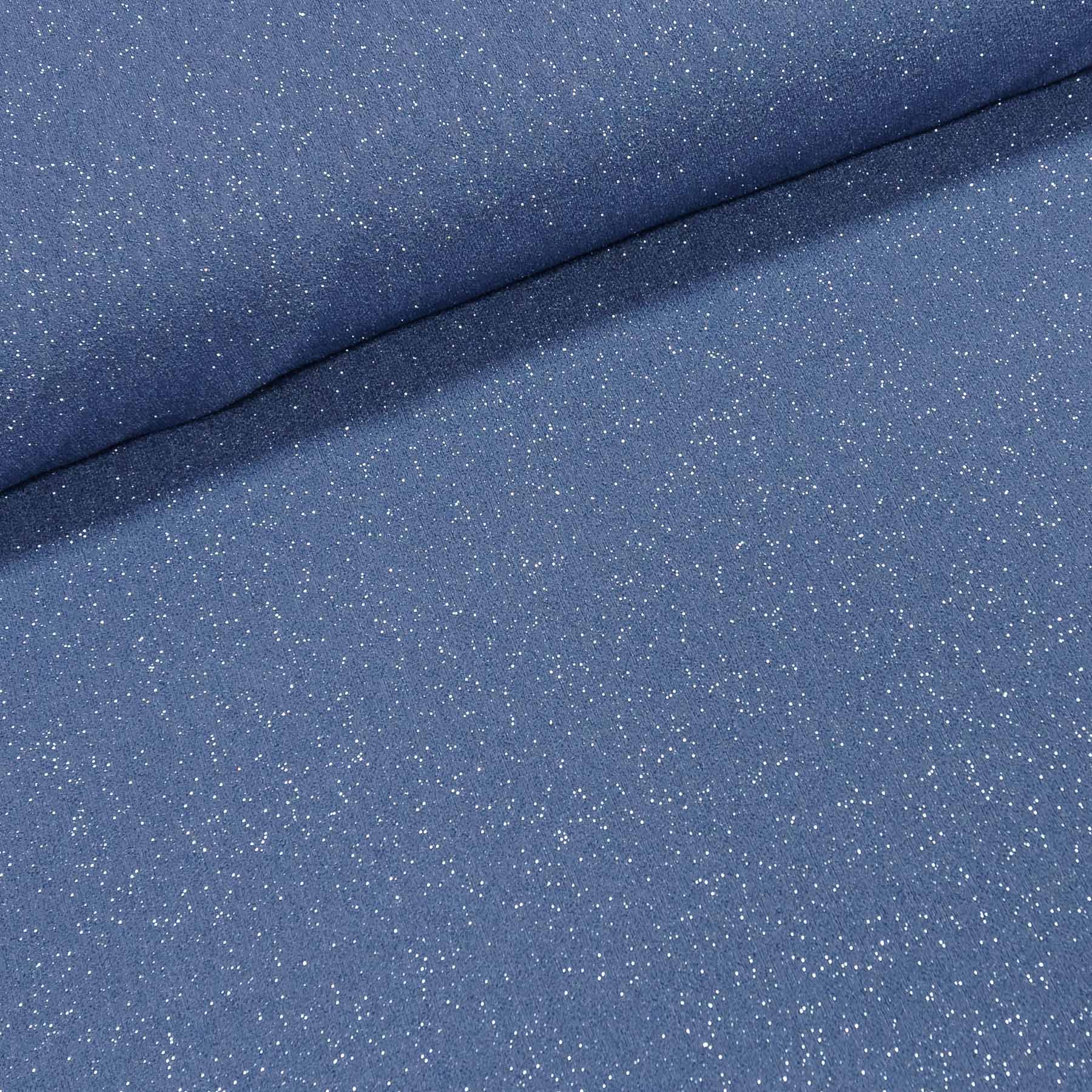 Polyesterový úplet LESK 2872/02 UNI jednobarevný modrý se třpytkami, š.140cm (látka v metráži)