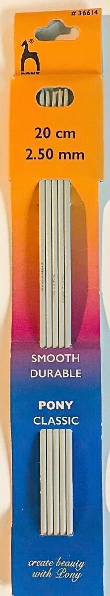 Pony ponožková jehlice PONY, hliníková, 5 kusů, délka 20cm, velikost 2,5mm
