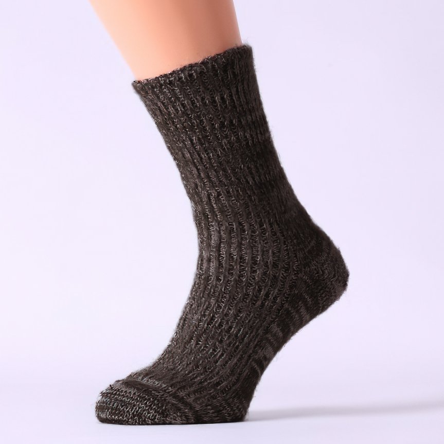 Bapon Vlněné, teplé zimní ponožky, sibiřky RADEK, hnědošedé, vysoké, unisex, vel. 42-43