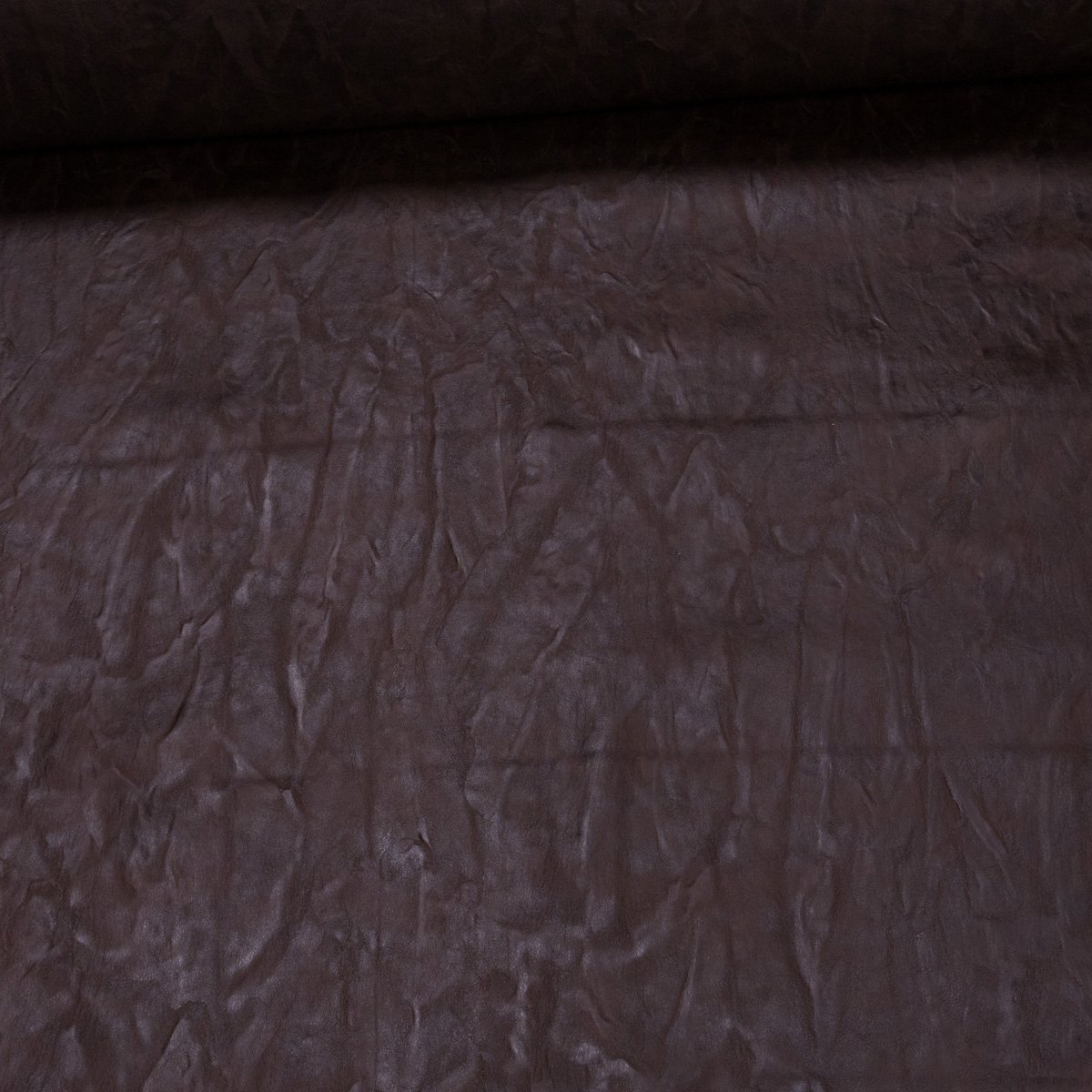 Potahová látka, čalounická koženka s filcem NATURHAVEN 08, extra odolná imitace kůže, tmavě hnědá, pokrčený efekt, š.140cm, 560g/m2 (látka v metráži)