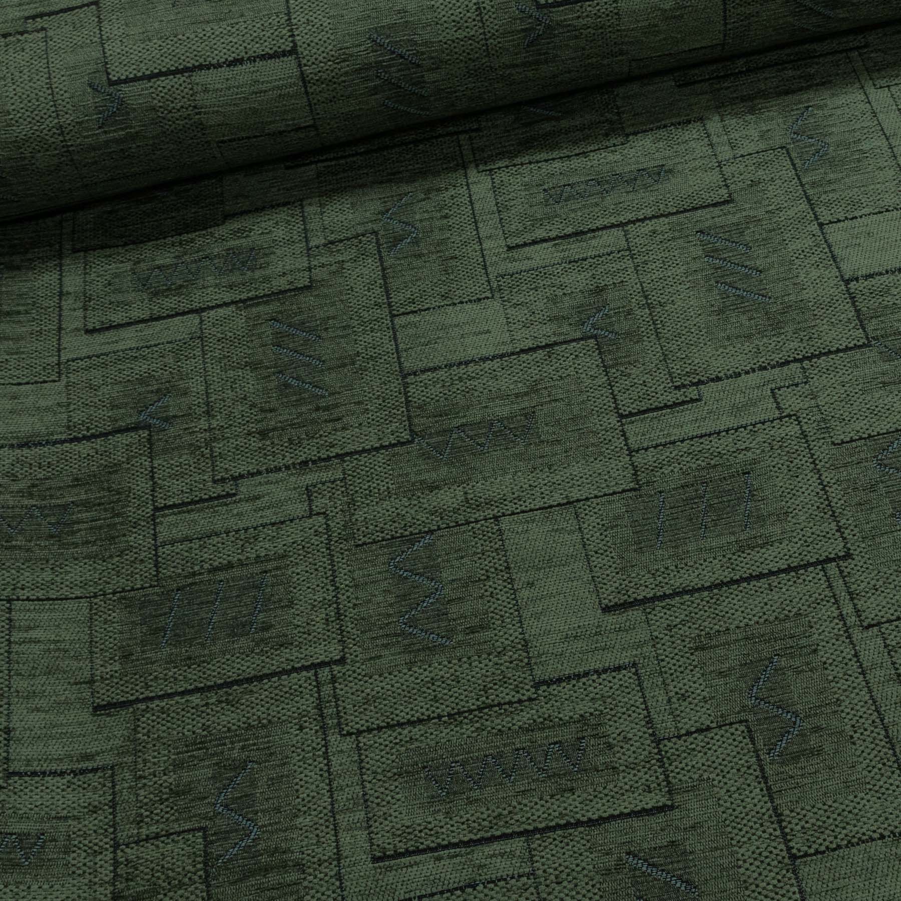 Potahová látka TE/MIGLA 21/2, geometrický vzor, tmavě zelená, š.140cm (látka v metráži)