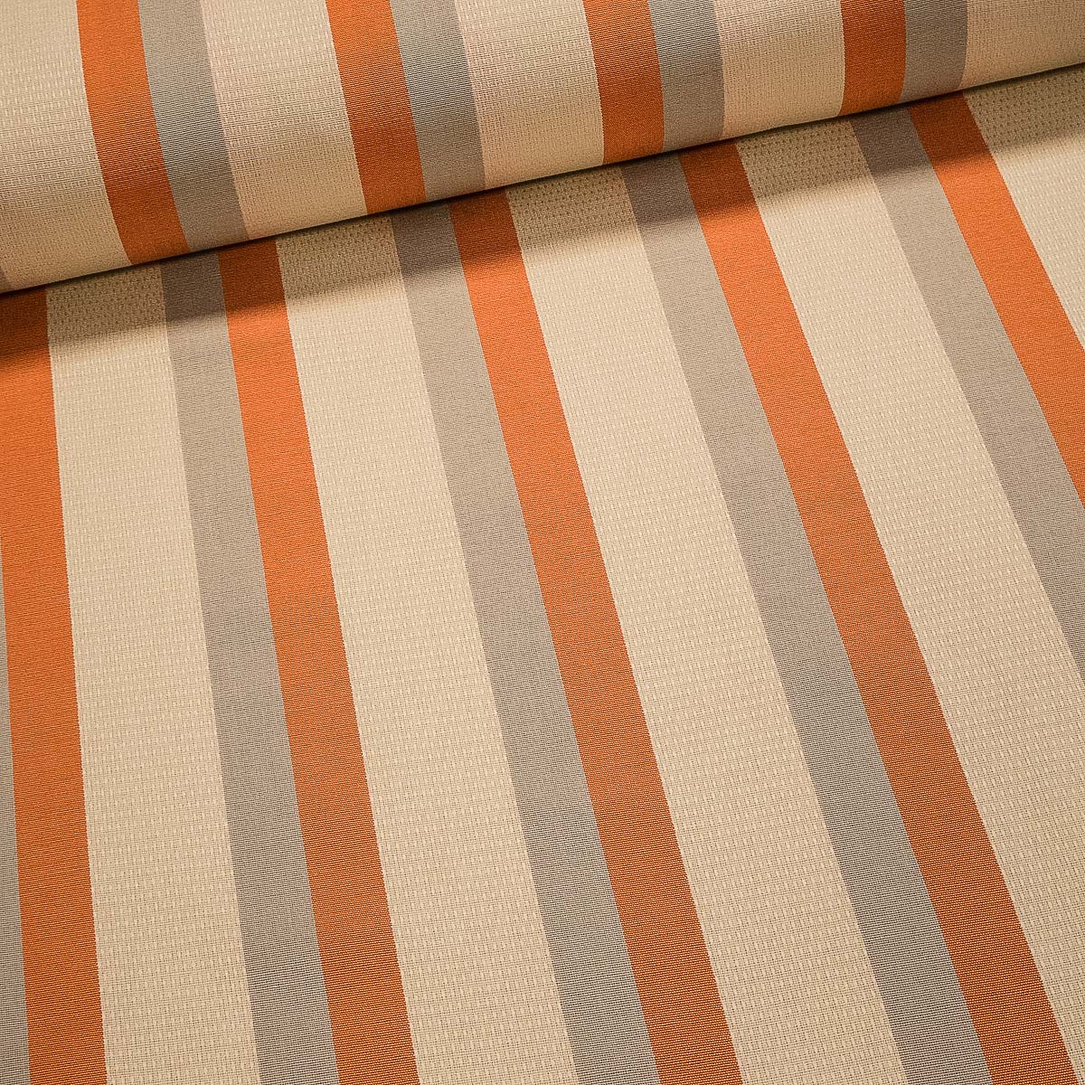 Potahové akrylové plátno (dralon, teflon) na zahradní nábytek, béžový a oranžový pruh béžové, š.140cm (látka v metráži)